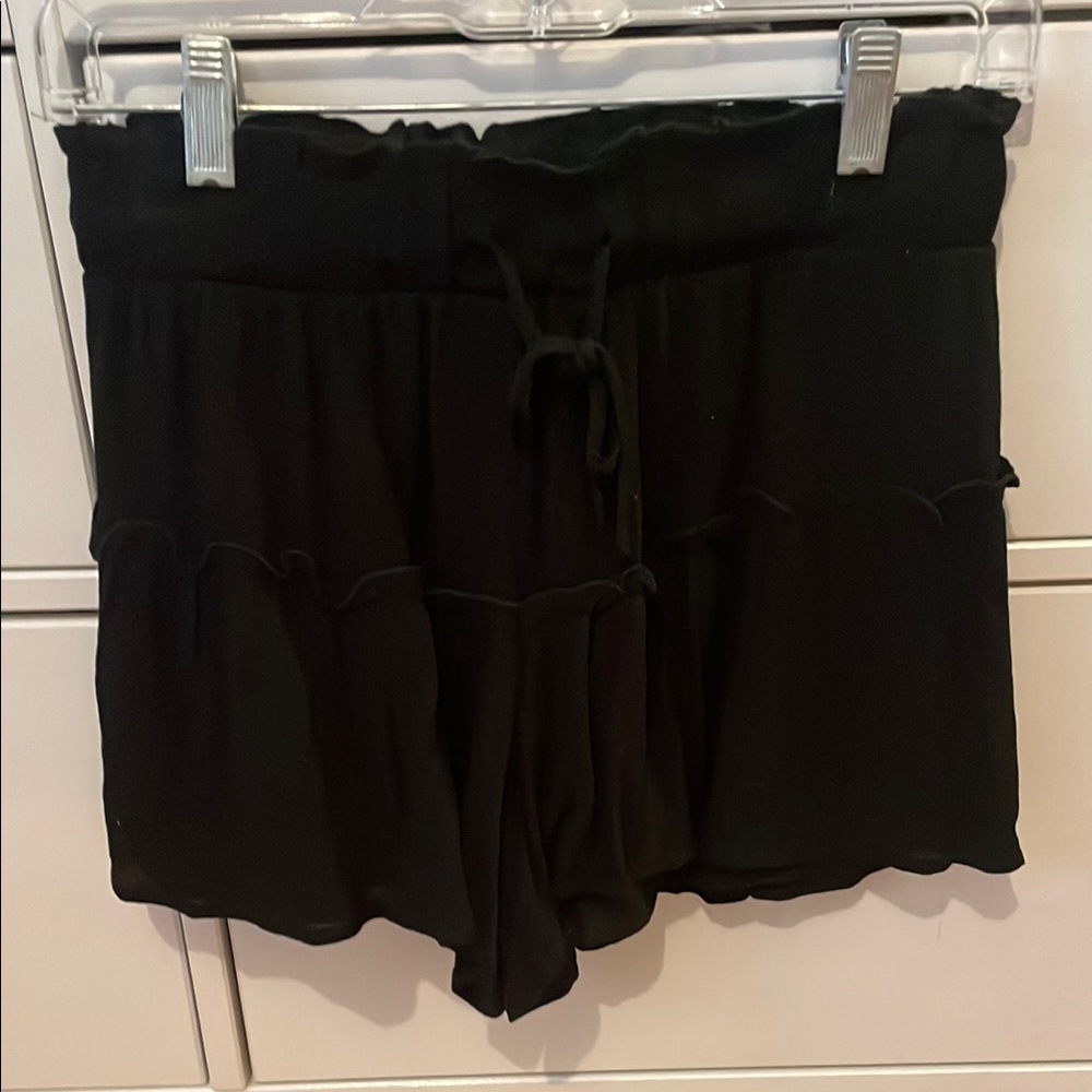 Altar'd State Black High Waist Ruffle Shorts